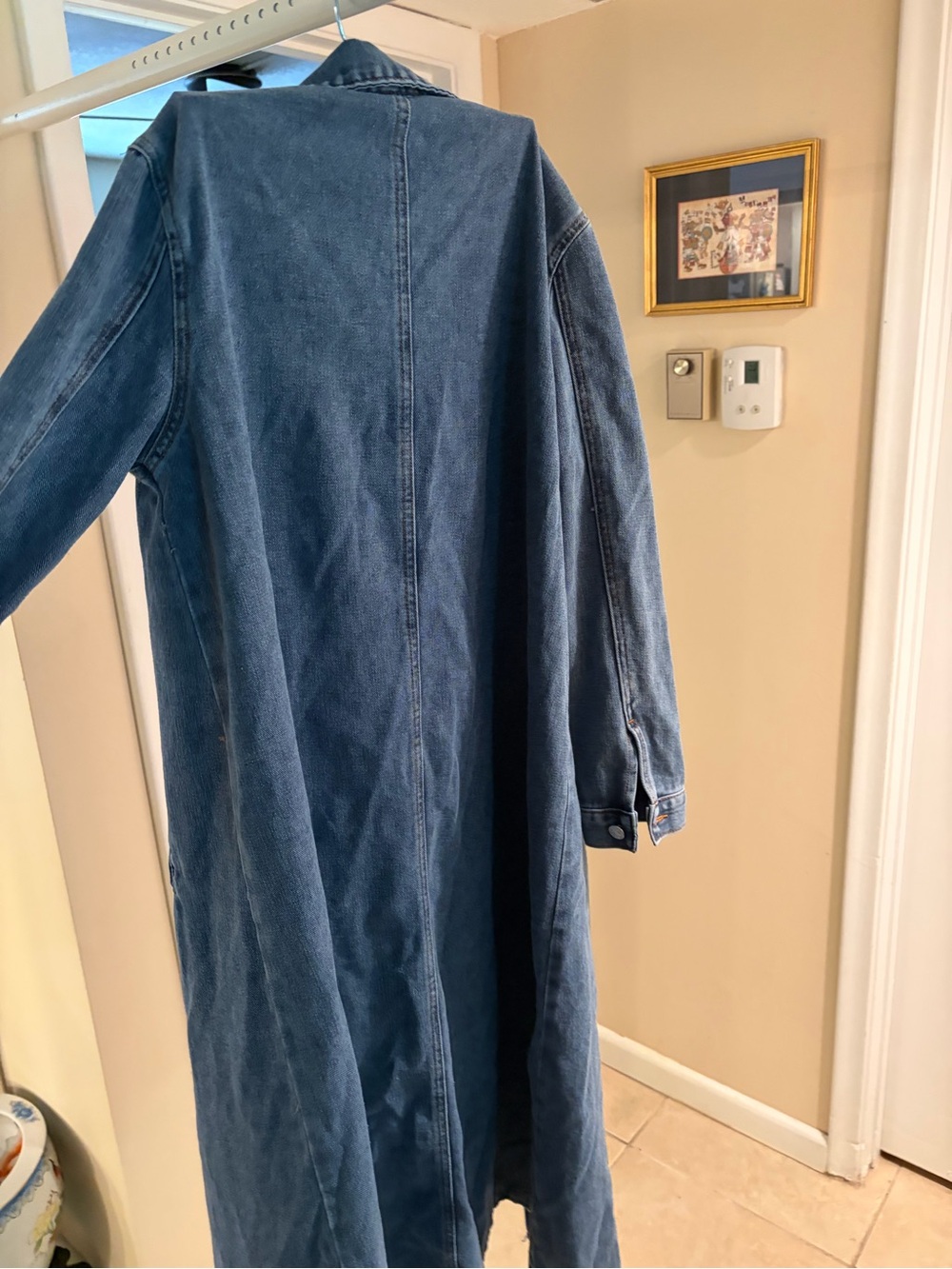 Long Denim Trench Coat - Blue - Picture 3 of 5